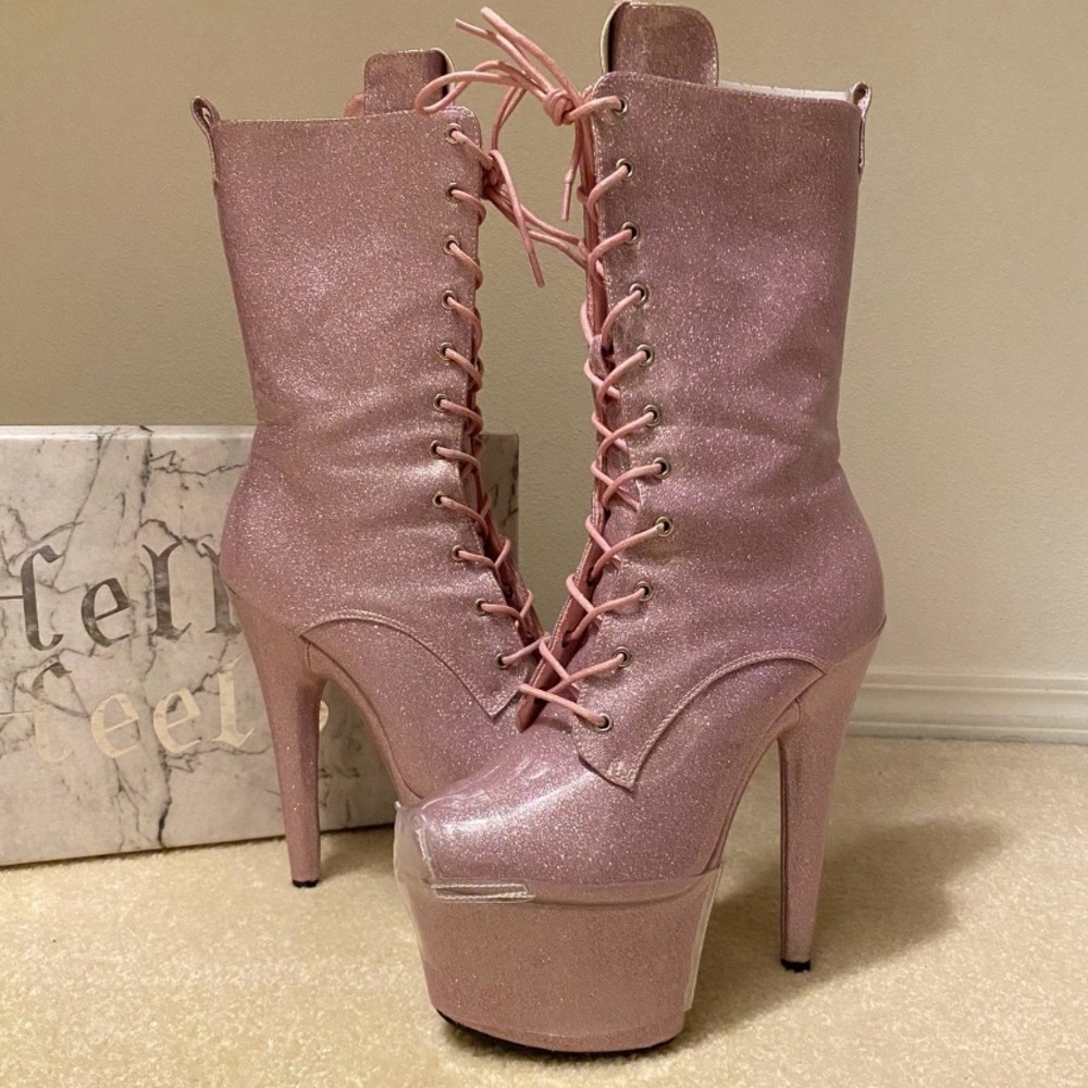 Hella Heels Glitterati Boot - Sugarbaby - 7 INCH; Size 10